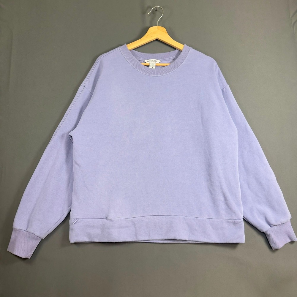 ATHLETA Crew Neck Sweatshirt Women's Medium Periwinkle Purple Pullover Cotton
